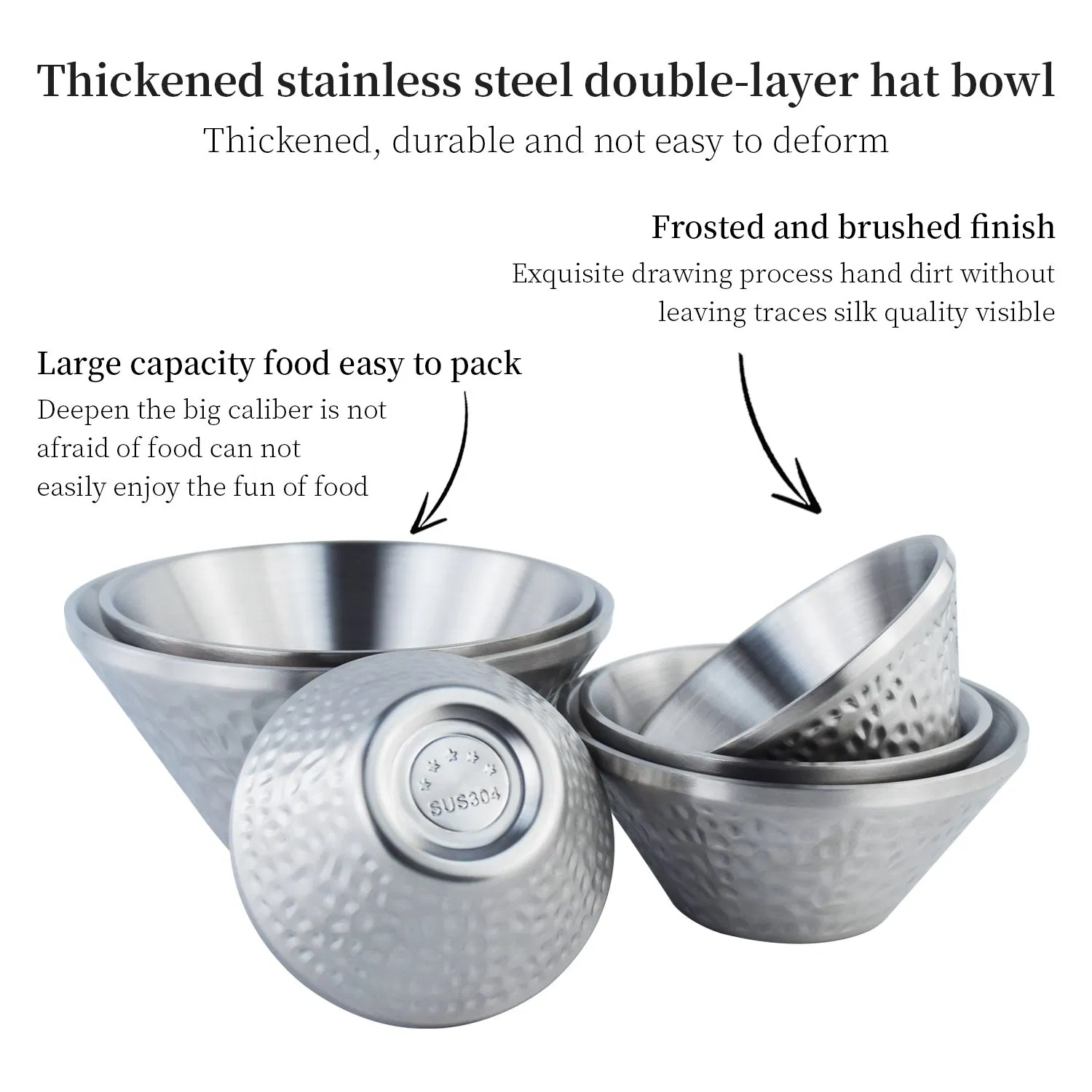 304 Stainless Steel Bamboo Hat Cold Noodle Bowl