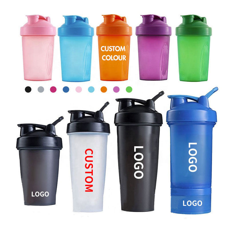 Wholesale Custom Logo Fitness Plastic Blender Shaker Cup Sports Water Shaker Bottle