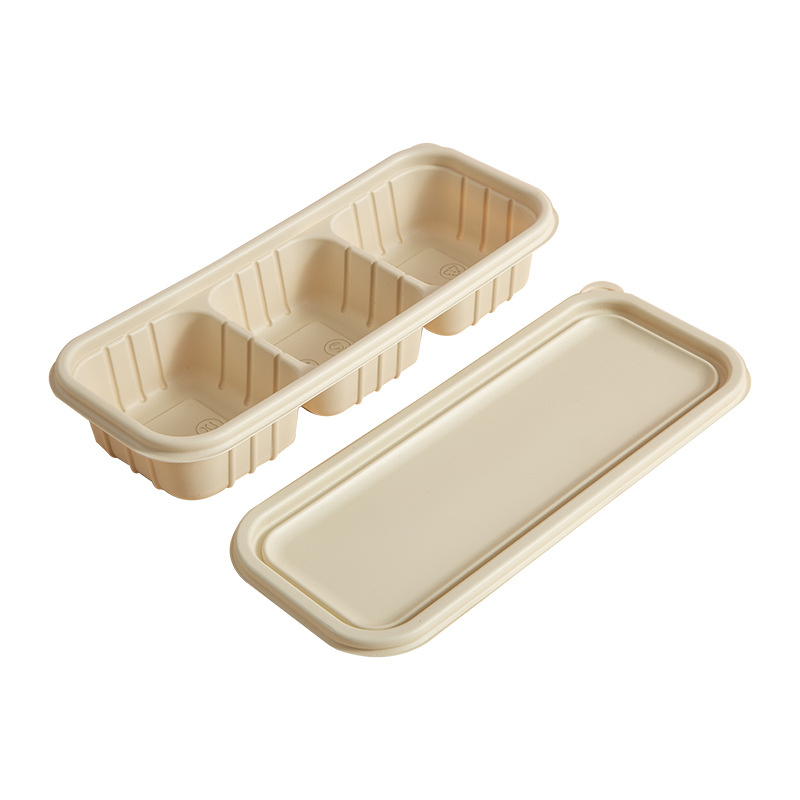 Disposable Bento Cornstarch Food Container Biodegradable Corn Starch Pulp Lunch Box