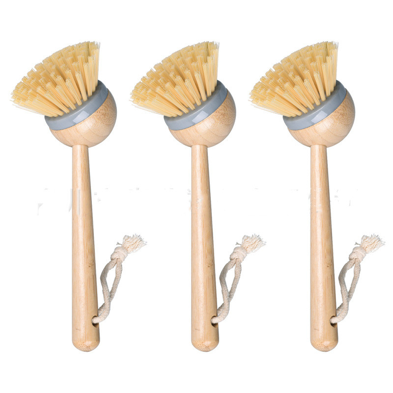 New Cleaning Kitchen Pot Brush Cleaner with Bamboo Handle