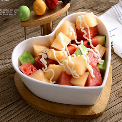 Heart-Shaped Multipurpose Ceramic Salad Bowl Seasoning Bowl