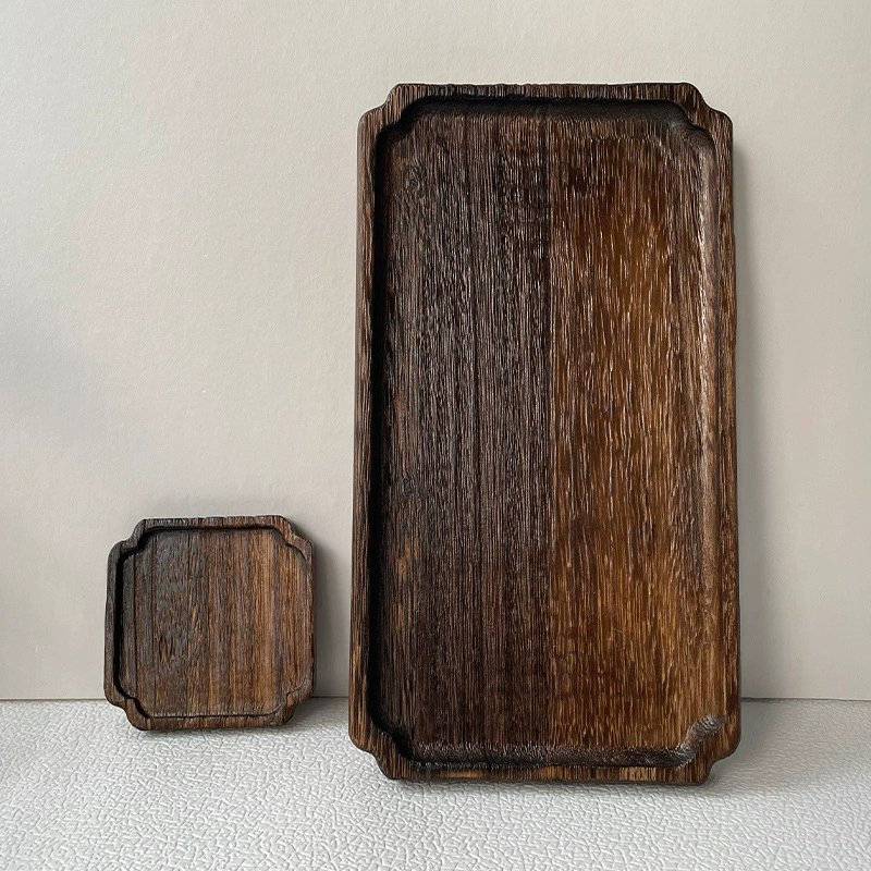 Solid Wood Tray Wood Premium Tea Small Tray Fruit Snacks Nuts Dessert Desktop Storage Tableware Dinner Serving Plate