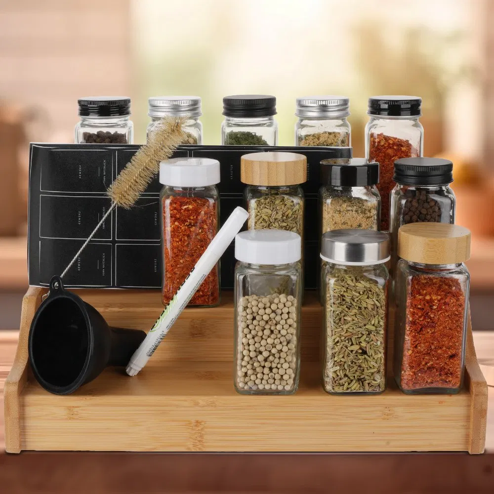 Empty Square Kitchen 4oz 120ml Pepper Storage Container Seasoning Glass Spice Jar