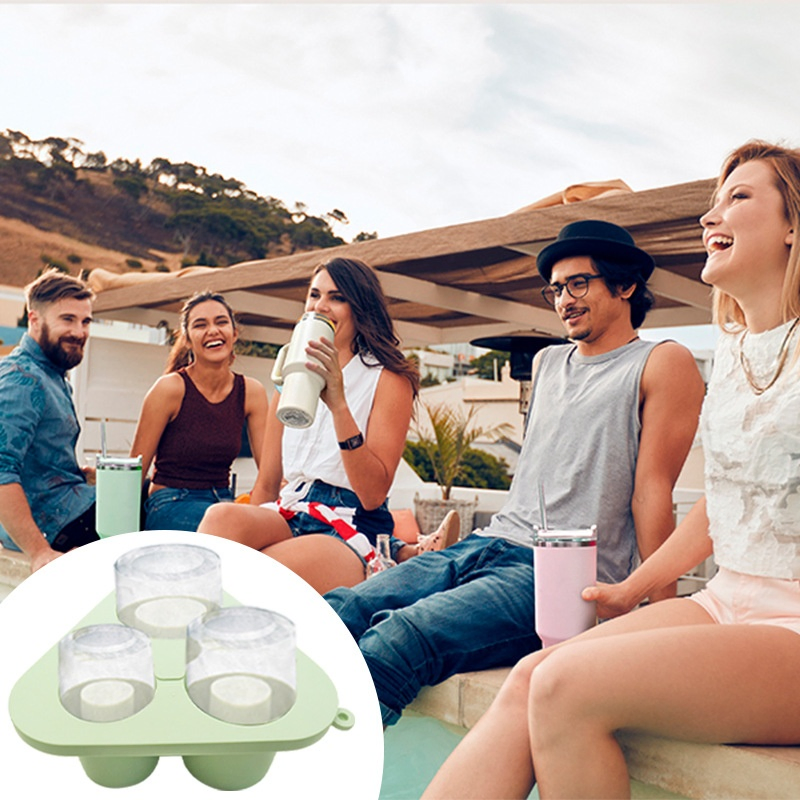 Ice Mold for Stanley Cup, Silicone Ice Cube Tray with Lid for 20 30 40 Oz Tumbler Cup, Cylinder Ice Maker