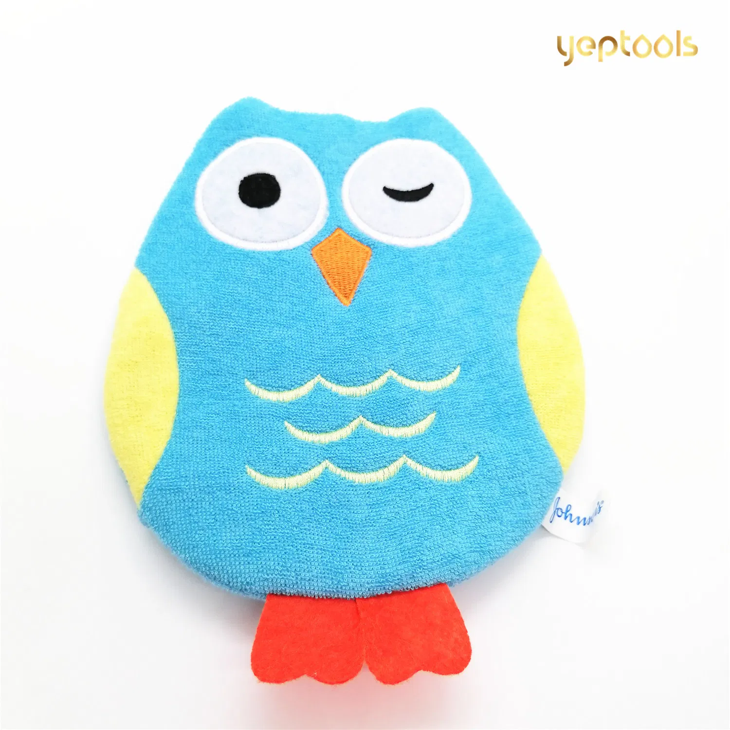 Owl Wash Cloth - Animal Shape Cotton Mitt - Zoo Glove - Puppet - Wash Cloth - Children Bath Brush - Bath Glove (Blue Owl Bath Cloth)