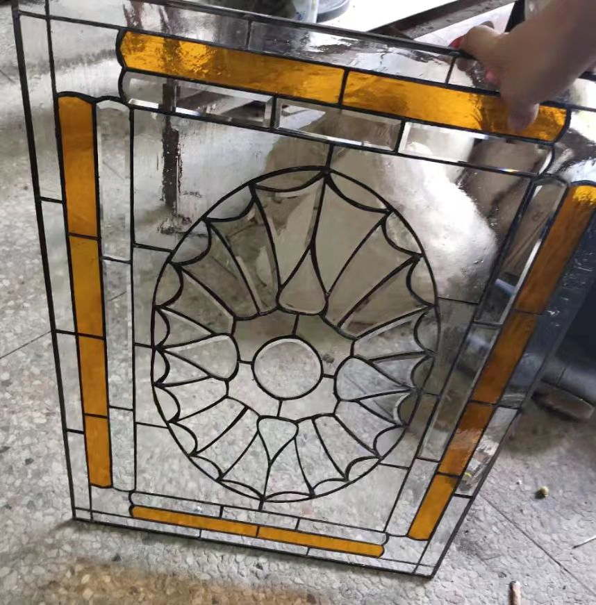 Custom Clear Bevelled Stained Glass Window Panel for Home