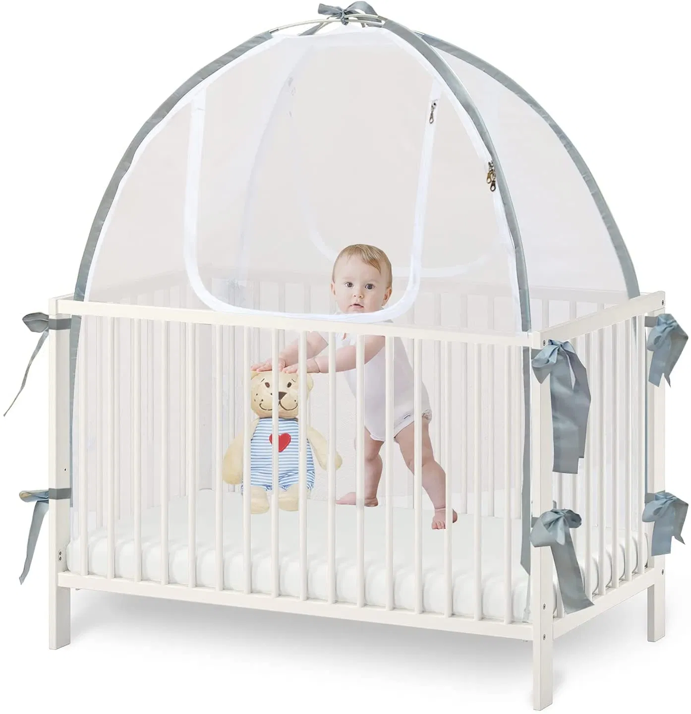 Baby Crib Tent Safety Net Durable Strong Net Self Locking Zippers Mosquito Net