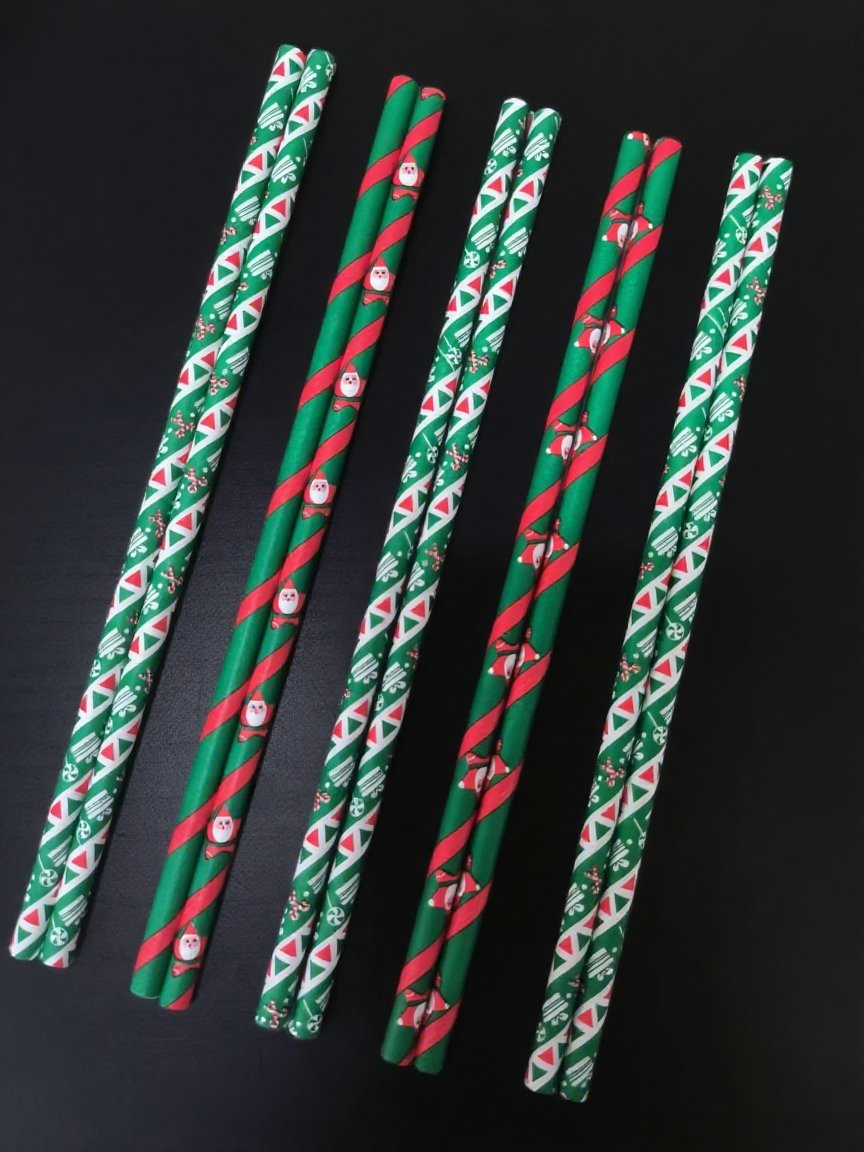 Custom Printed Christmas Paper Straws