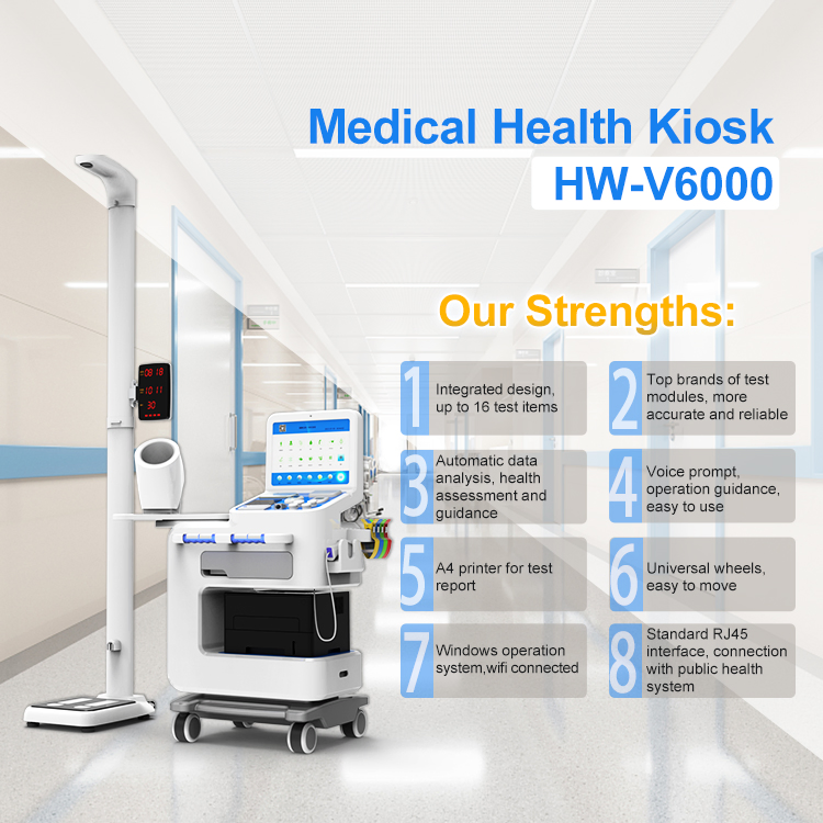 Hw-V6000 Medical Personal Telehealth Kiosk Intelligent Health Check-up Machine
