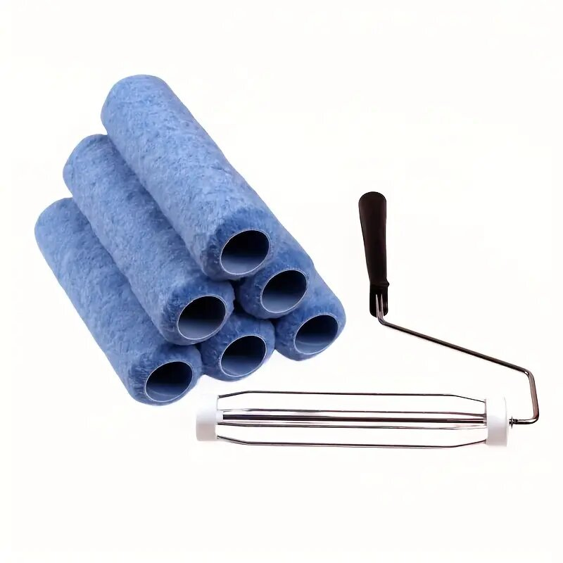 Professional 7-Pack Paint Roller Covers with Plastic Handle for Smooth Finishes