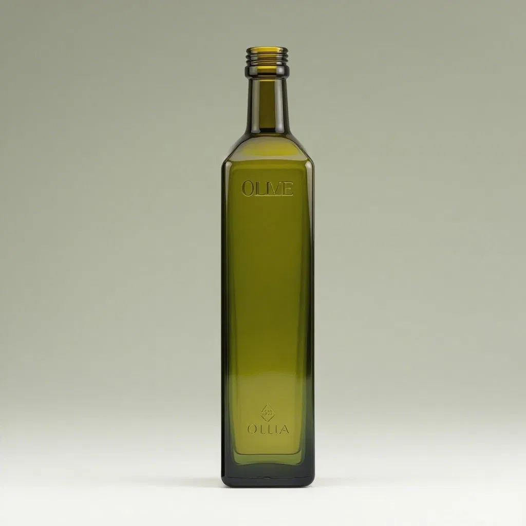 Hygienic Shatterproof Elegant Vintage Frosted Decorative Handmade Square Style Olive Oil Glass Bottle for Kitchen Decor Premium