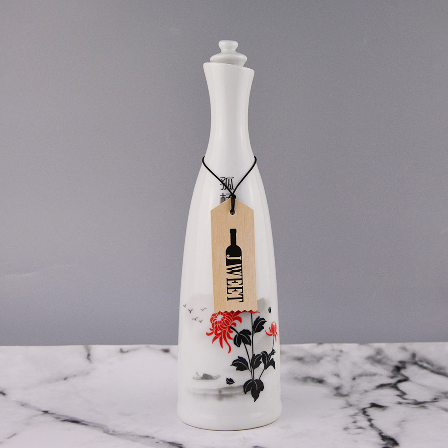 Custom White Premium Ceramic Oil Bottle 750 Ml