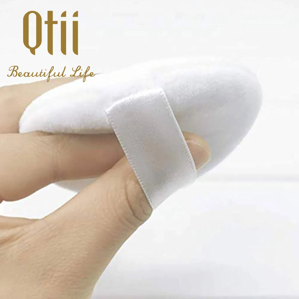 Ultra-Thin Mini Round Flocking White Strap Makeup Powder Puff