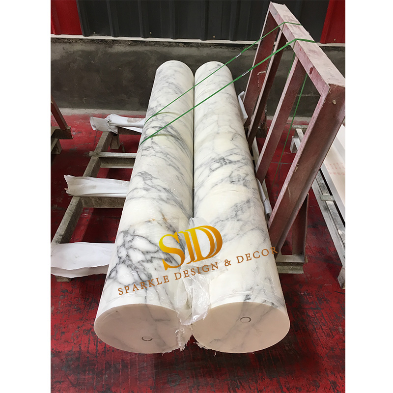 Custom Made Irregular Cone-Shape Italian White Marble Column