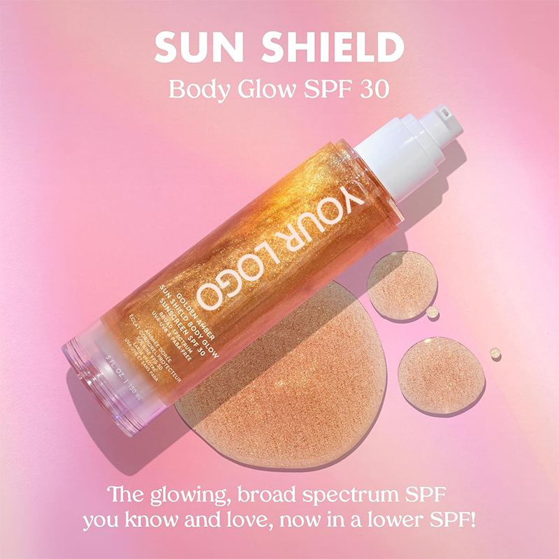 Beauty Cosmetics Skin Care SPF 45 UV Protection Sunscreen Amber Gold Shimmer Mica Sun Shield Body Glow