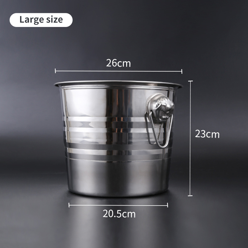 7L Stainless Steel Beverage Ice Bucket Bar Drinks Ice Barrel with Handles