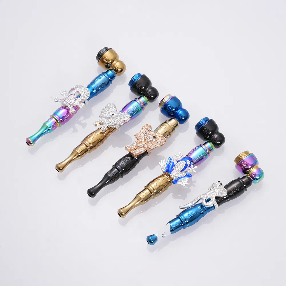 115mm Metal Tobacco Smoking Hand Pipes with Screw on Lid