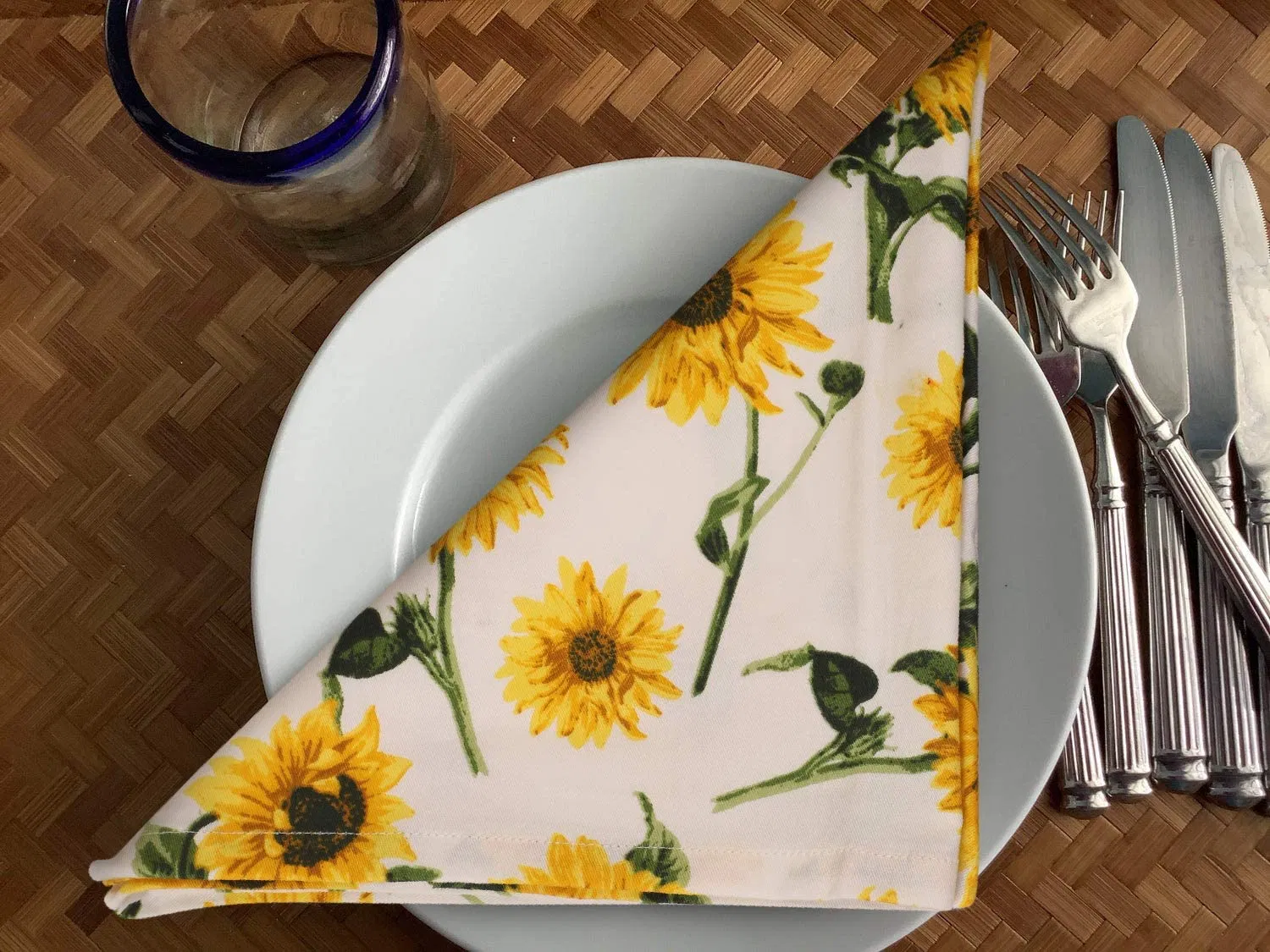 Sunflower Print Multi Color Cotton Dish Towels Highly Absorbent Bar Towel