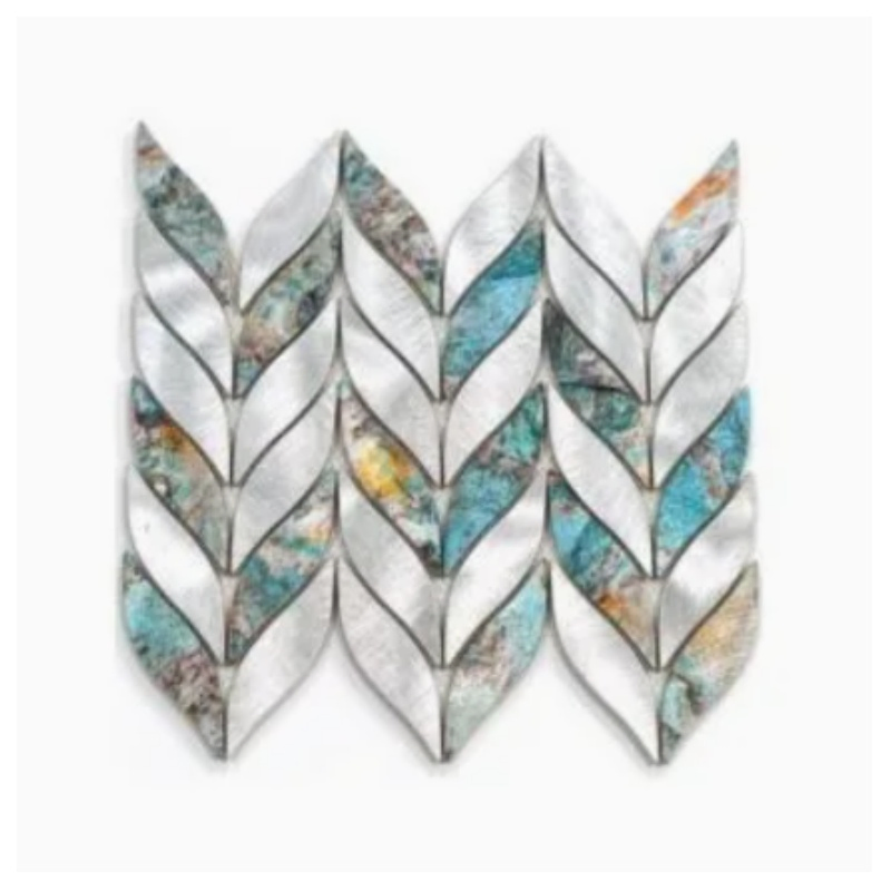 Modern Pattern Design Long Leaf Shaped Aluminum Mosaic for Bathroom & Kitchen Interior Wall Decor