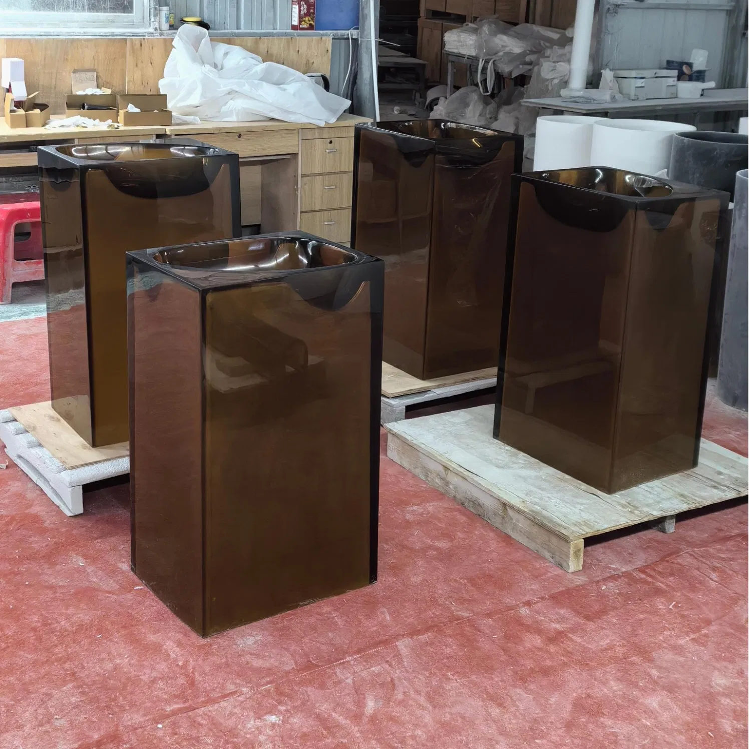 Прямоугольная раковина Crystal из прозрачной смолы