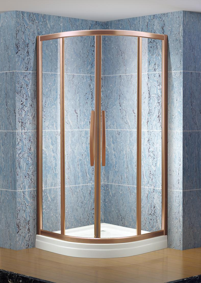 Jyy Custom Bathroom Gold Frame Tempered Glass Sliding Shower Door