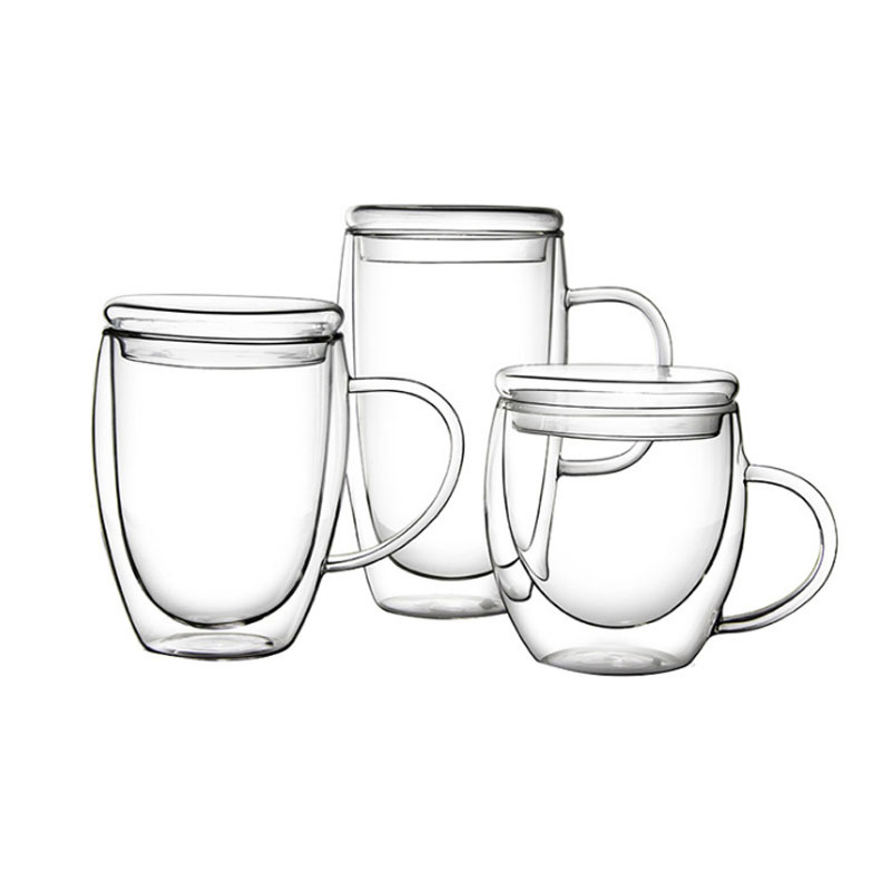 Hot Sale Insulated Reusable Cheap Handmade Clear Double Wall Glass Cup
