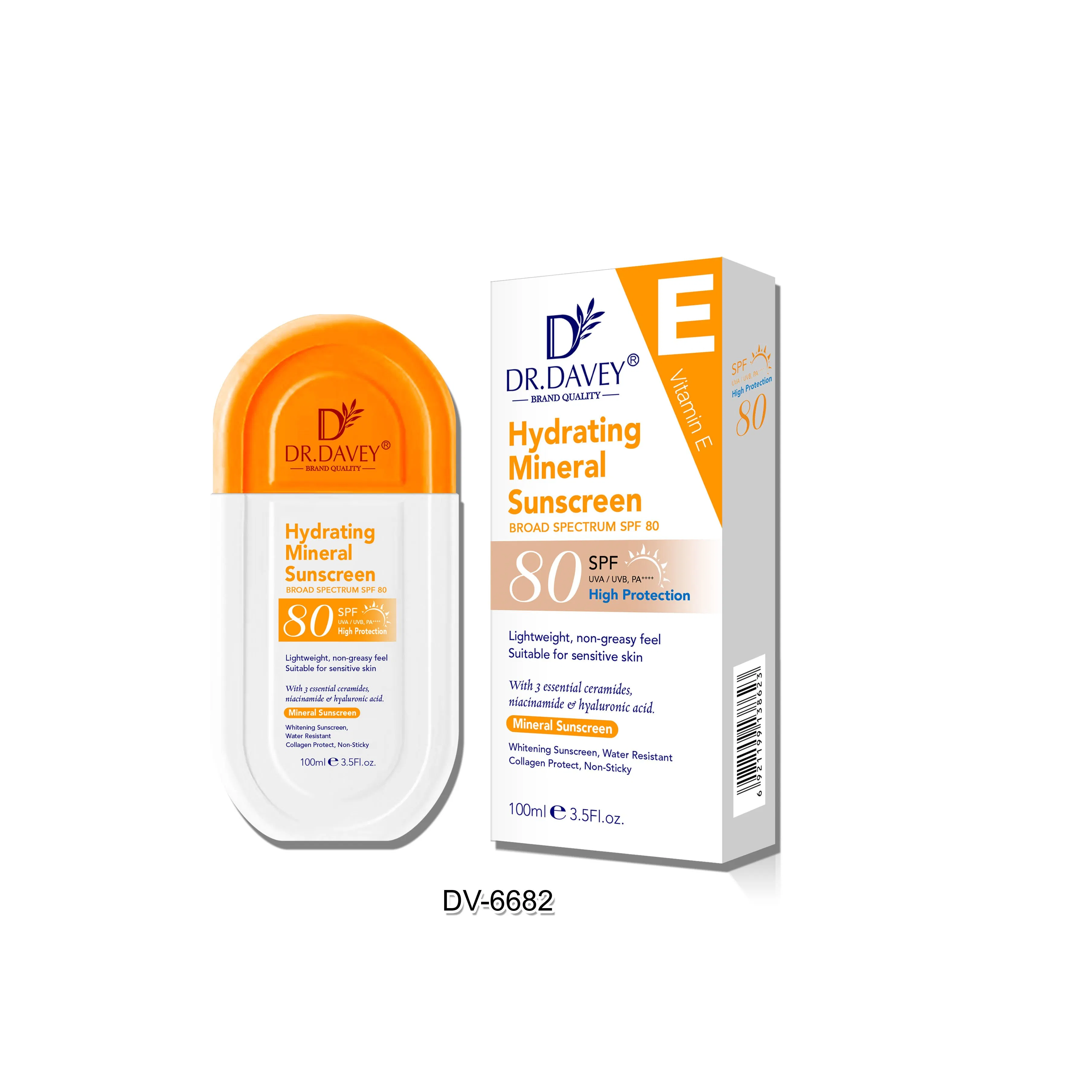 Dr. Davey SPF80 Hydrating Mineral Whitening Sunscreen Niacinamide & Hyaluronic Acid Waterproof