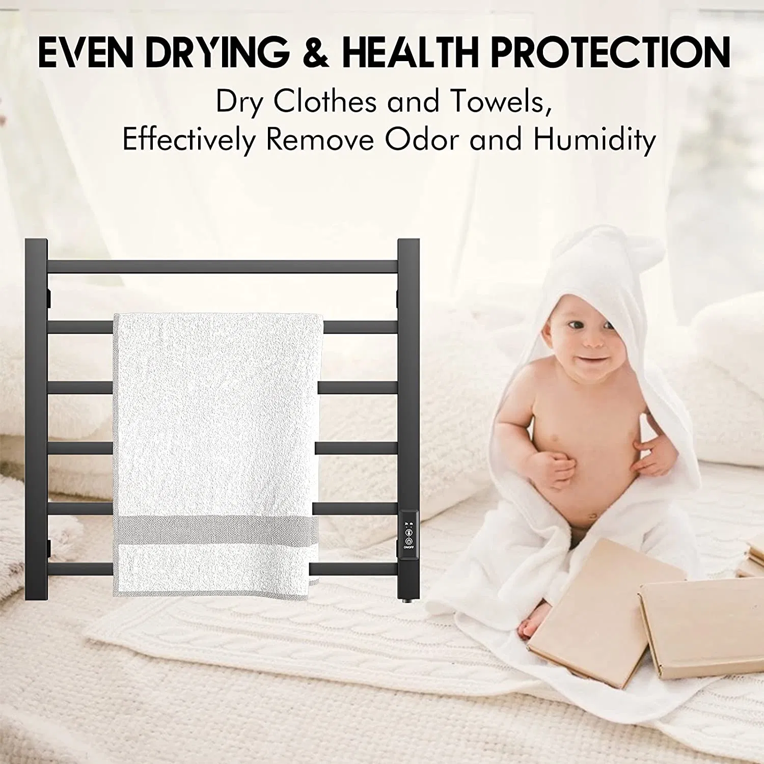 304 Stainless Steel Electric Towel Warmer for Bathroom Heated Towel Rails with Timer Wall Mounted