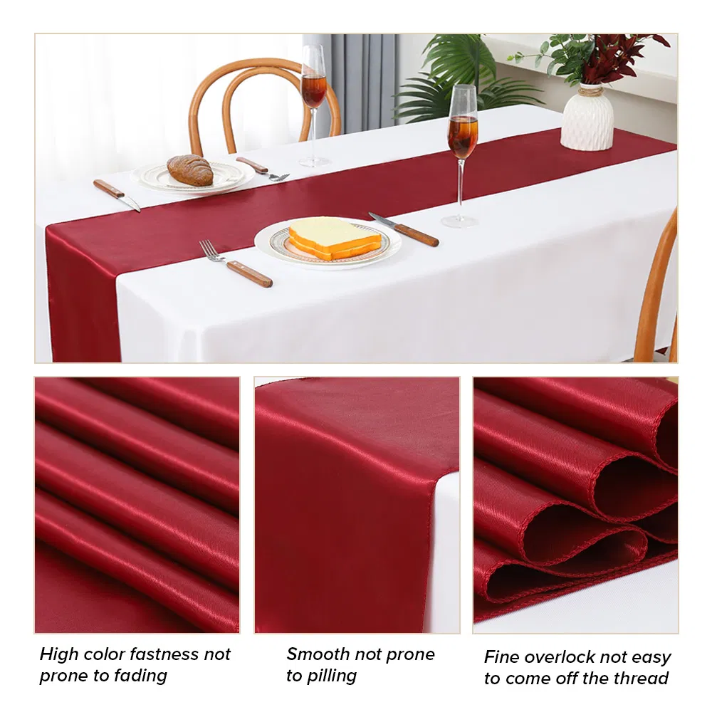 Chinese Custom Luxury Elegant Satin Table Runner for Wedding Events Party