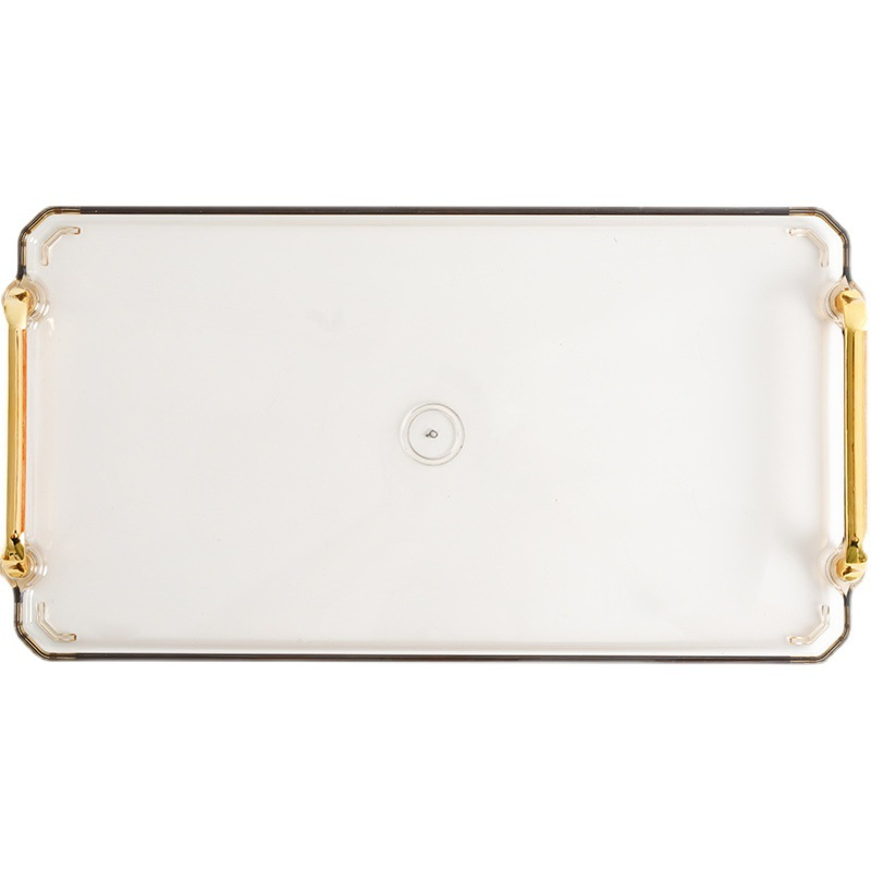 Elegant Nordic Transparent Gold Double Ear Handle Multipurpose Home Storage Tray