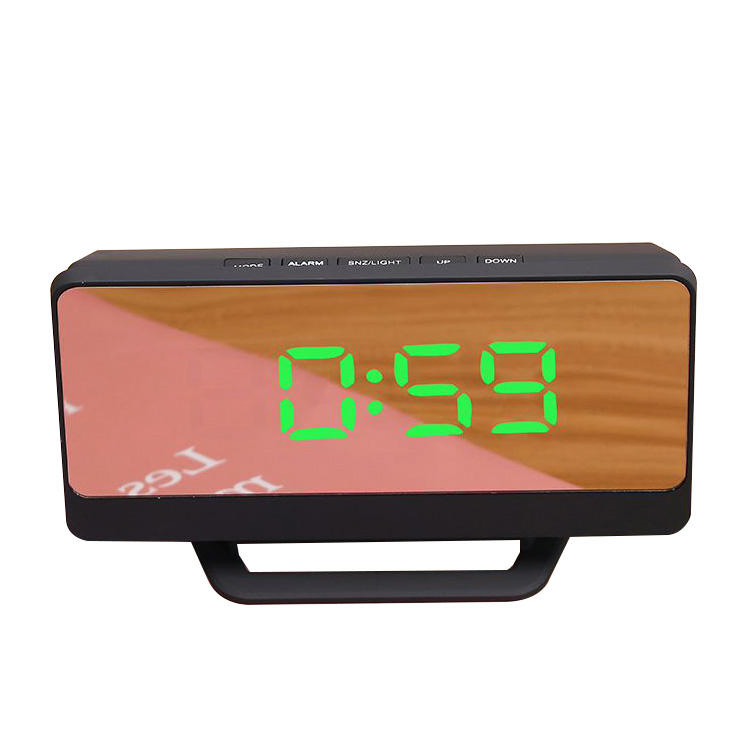 Electronic LED Temperature Mirror Alarm Clock USB Battery Dual Creative