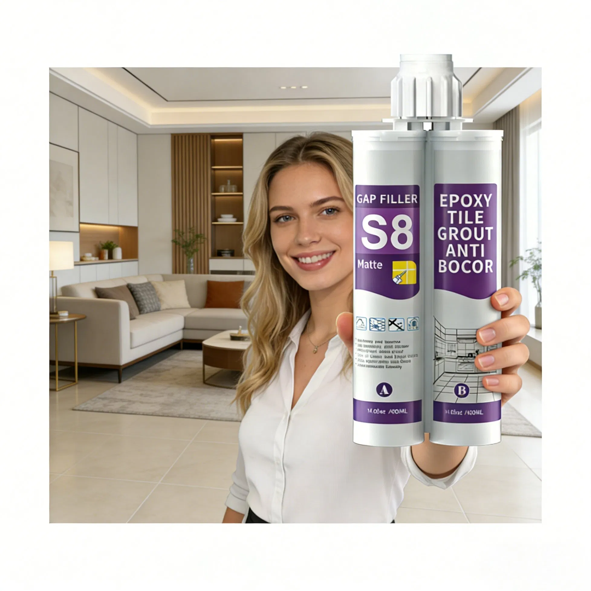 Antibacterial Epoxy Resin Grout Kitchen Bathroom Tile Use