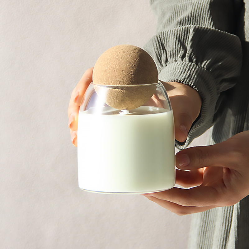 Heat Resistant Glass Scented Candle Jar with Cork Ball Lid for Home Decoration