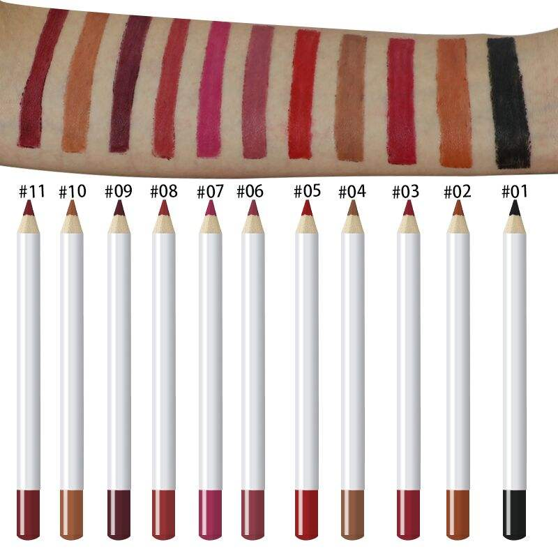 22 Colors White Tube Wood Water Proof Dark Purple Lip Liner Creamy Matte for Black Women
