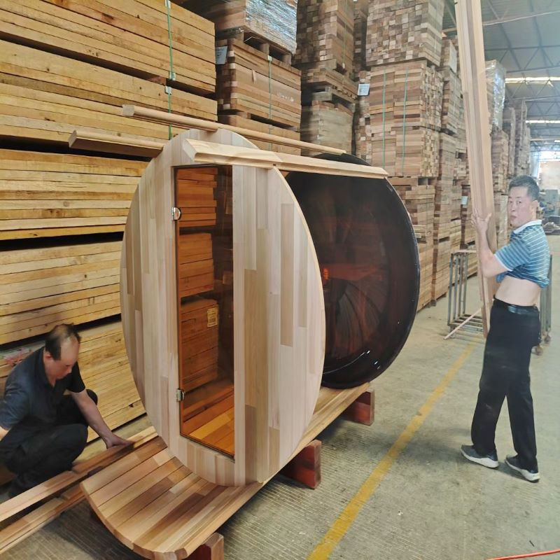 Бочкообразная сауна из китайского дерева