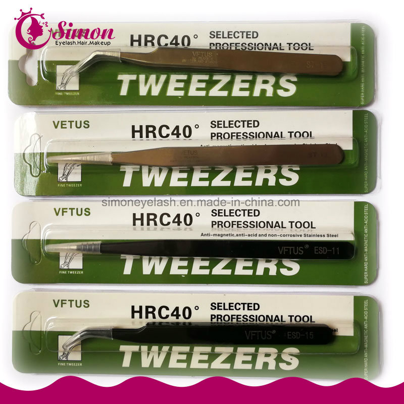 Top Quality Satin Eyelash Clip Russian Volume Extension Tweezers St12