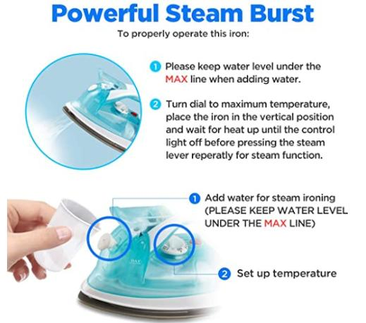Portable Electric Mini Handle Travel Steam Iron for Car Hotel