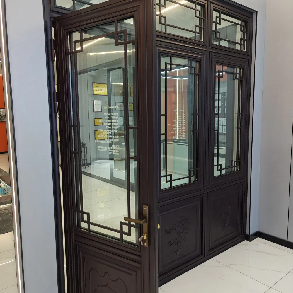 Chinese Style Antique Aluminum Wood Window with Traditional Lattice Design for Tea Houses