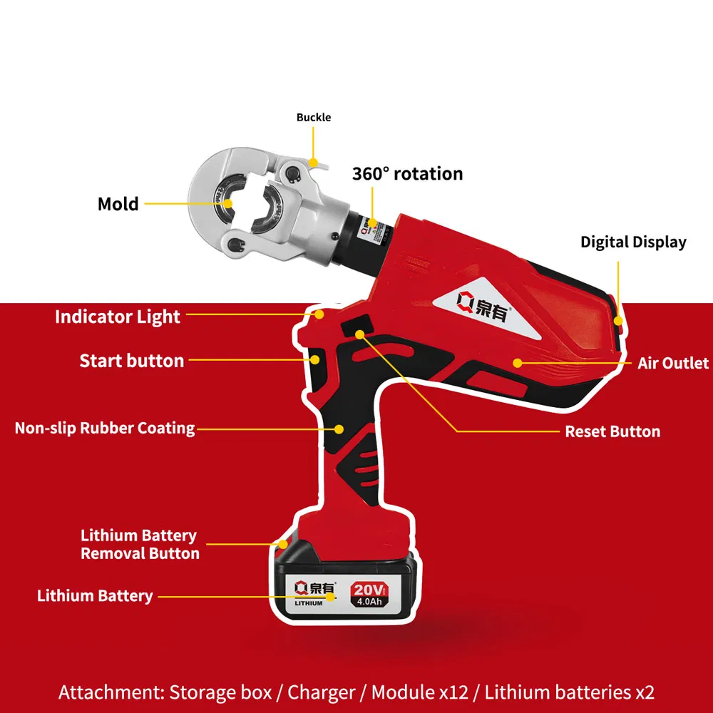 High-Performance 60kN Electric Hydraulic Pipe Clamp with Lithium Battery