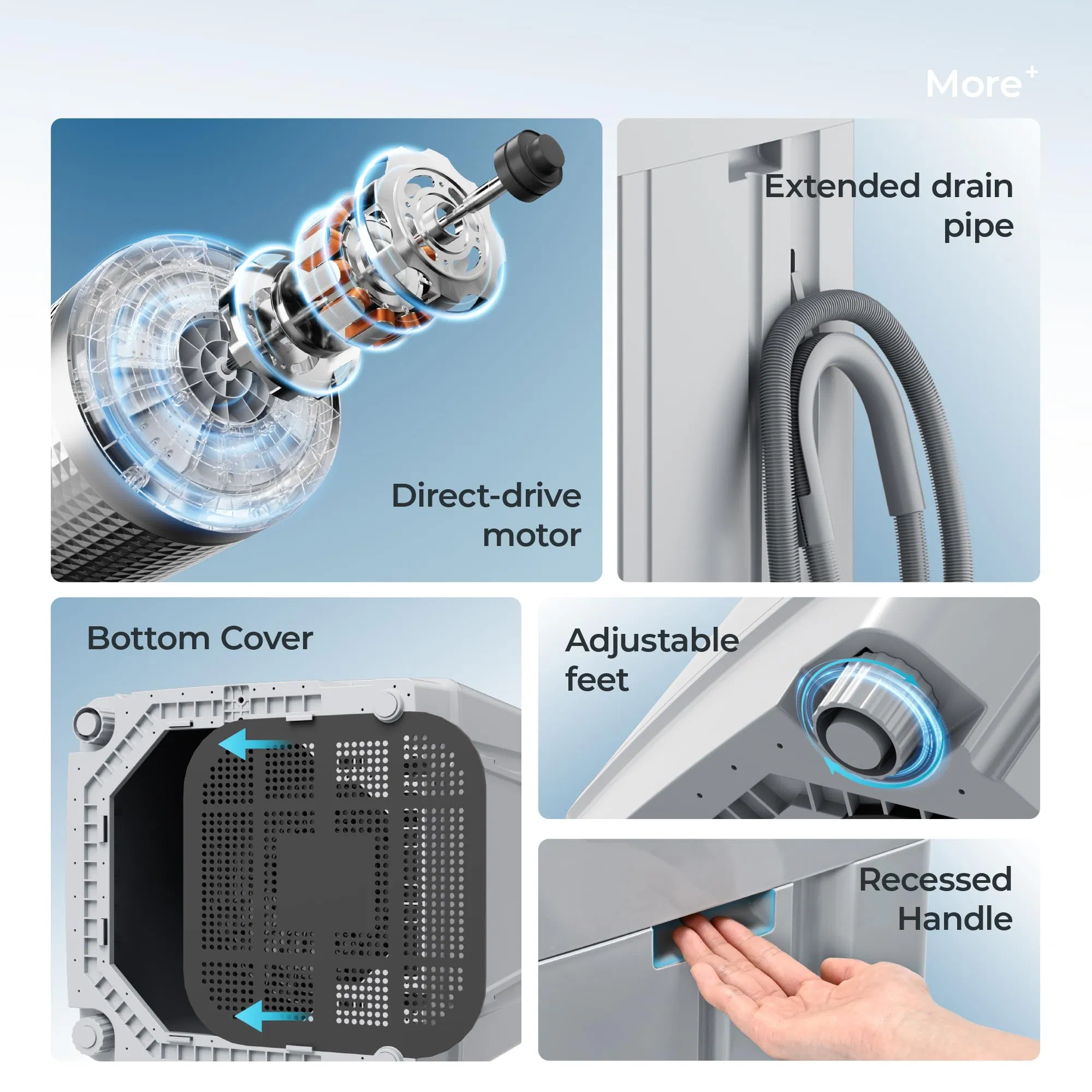 Portable Top Load Washing Machine Multiple Wash Settings for Rentals