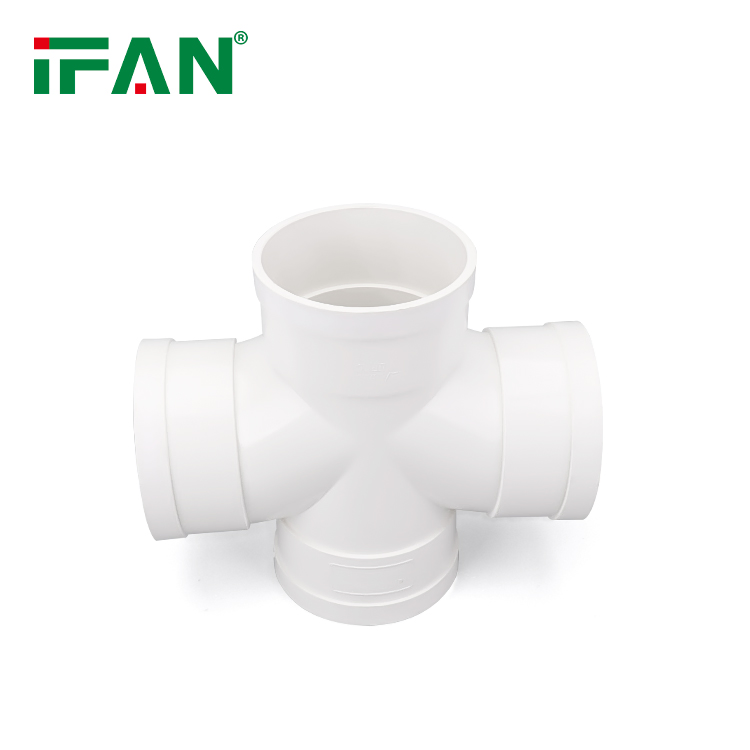 Ifan High Quality UPVC Fittings White 50-110mm GB Cross PVC Fitting