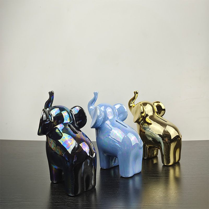 Vibrant Handmade Ceramic Elephant Piggy Bank for Unique Office Decor