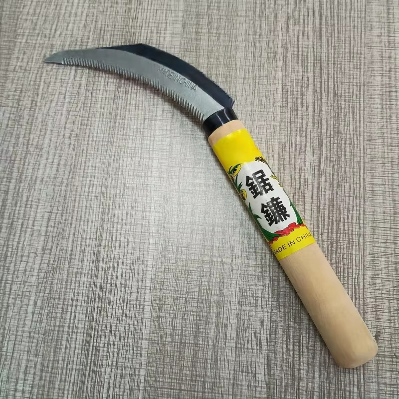 High Carbon Steel Sickle 1.2mm Blade Wood Handle Harvesting