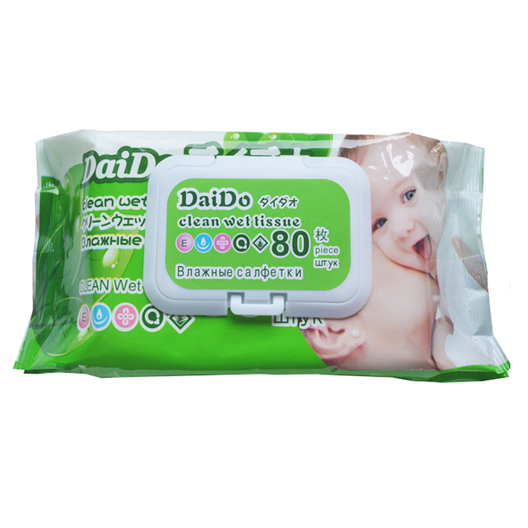 100%Bamboo 80PCS Skincare Cleaning Moist Wipes Flushable and Biodegradable Soft Disinfection Wet Wipe Baby Wet Wipe