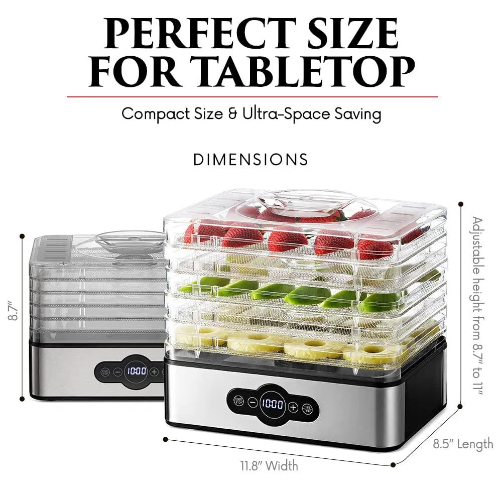 Temperature Control Digital Adjustable Timer Stainless Steel Trays Dryer Machine Food Dehydrator