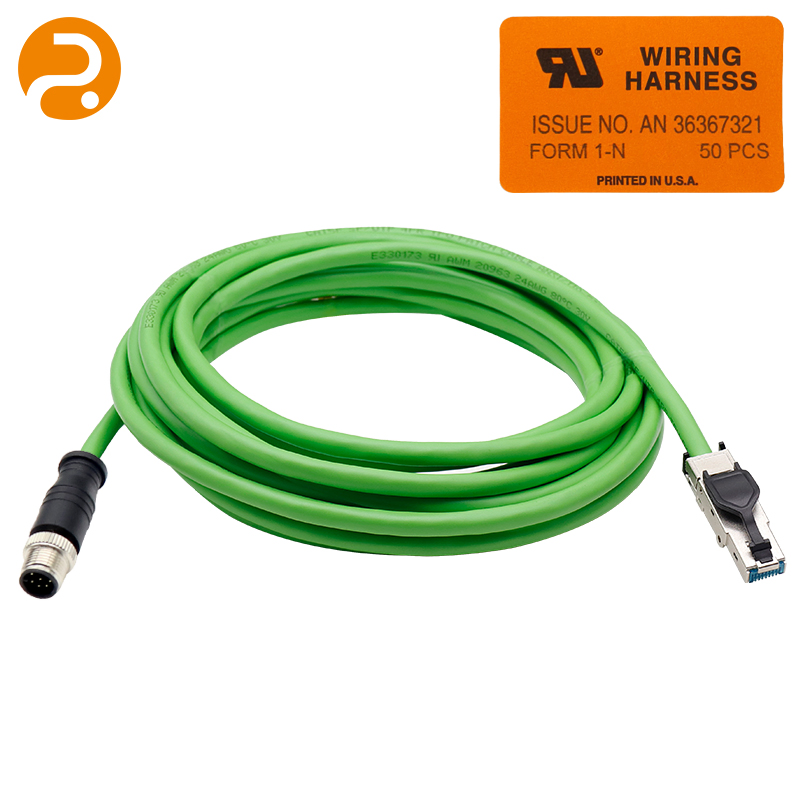 Network Cable RJ45 to M12 Connections Used on Industrial Devices with ISO9001, ISO14001, ISO45001 Certificate