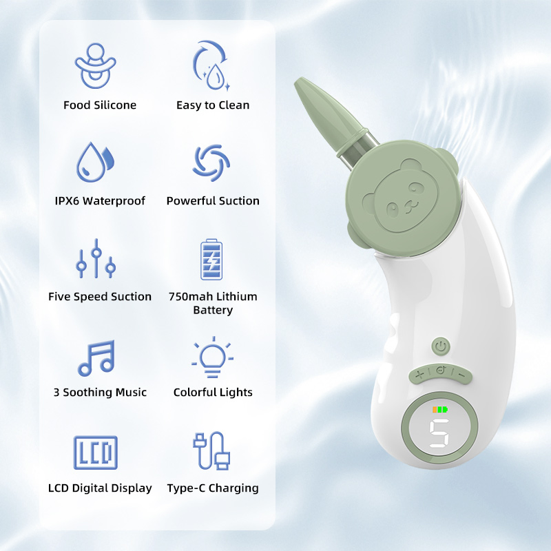 Electric Baby Nasal Aspirator Safe Hygienic Nose Snot Cleaner for Newborns