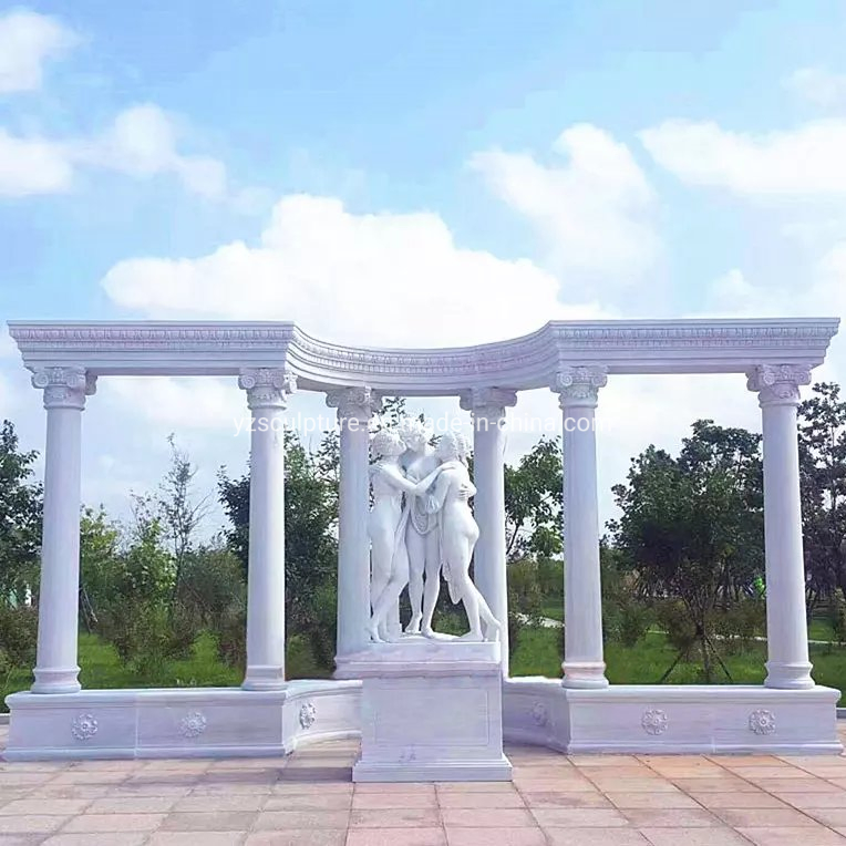 Outdoor Building Material Decorative Natural Carving Marble Roman Pillar Stone Greek Column
