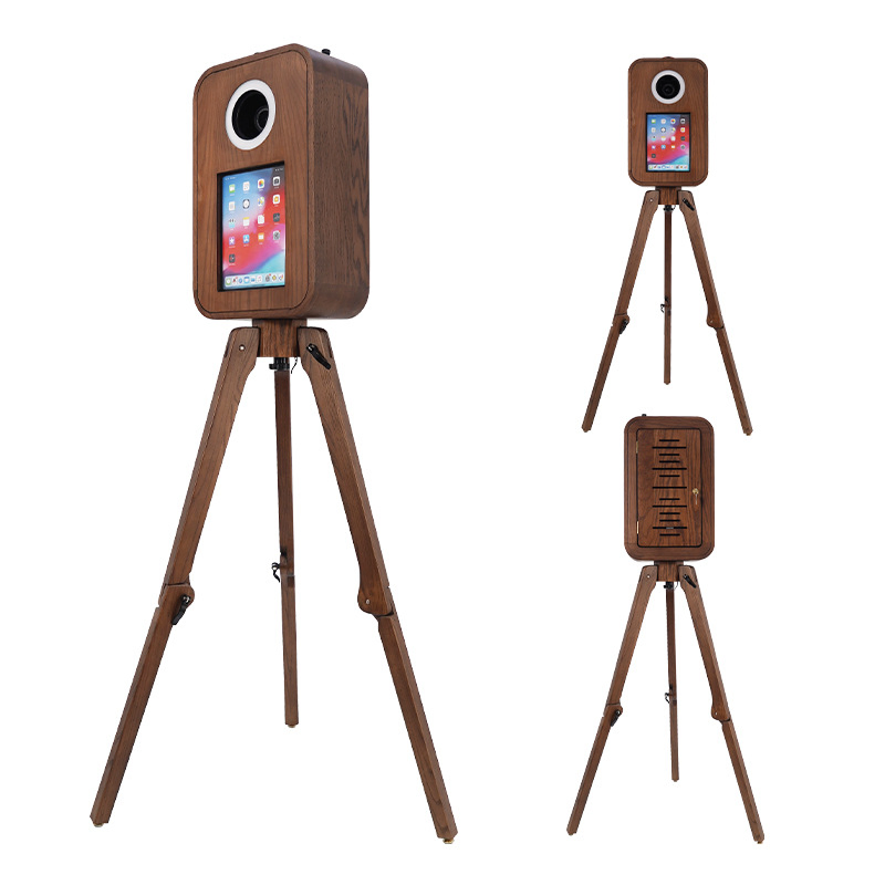 Vintage Wood Grain Photo Booth - Interactive Selfie Machine for Weddings and Events