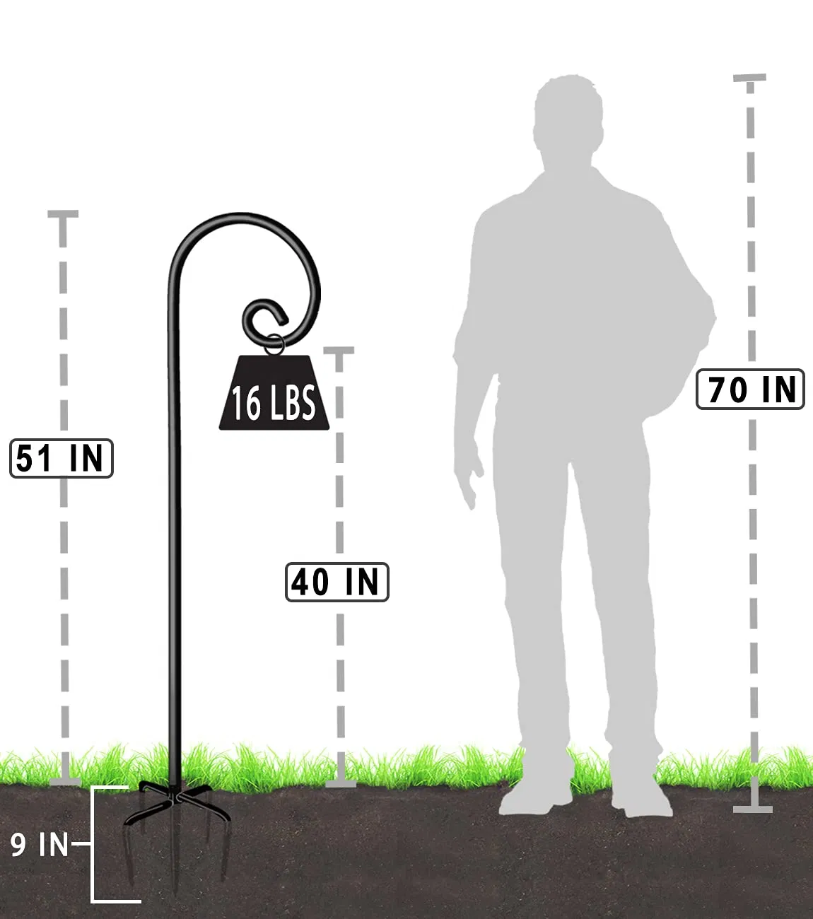 Shepherd Hooks Adjustable Metal Garden Poles Hanging Plants Garden Stand